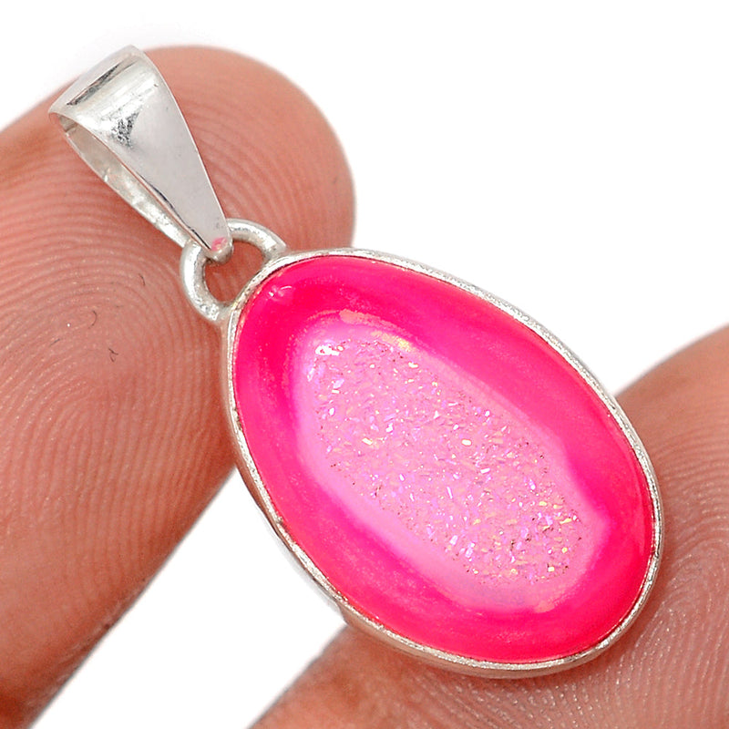 1.2" Fleece Pink Aura Druzy Pendants - FPDP176