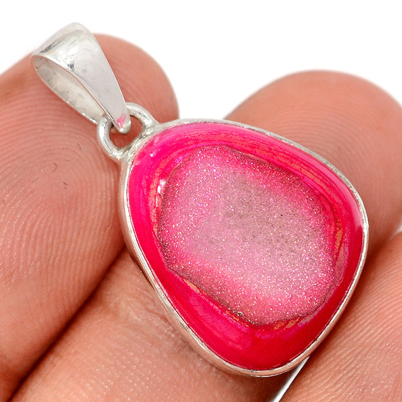 1.2" Fleece Pink Aura Druzy Pendants - FPDP177