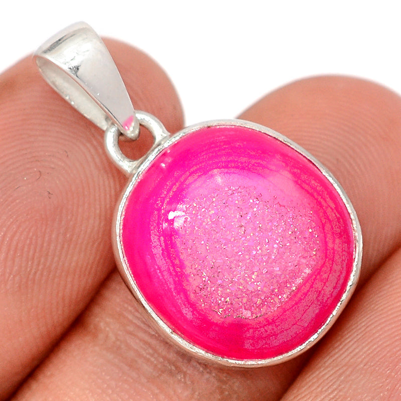1.1" Fleece Pink Aura Druzy Pendants - FPDP178