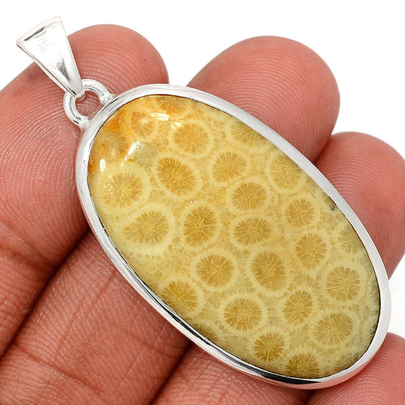 2" Indonesian Fossil Coral Pendants - FSCP423