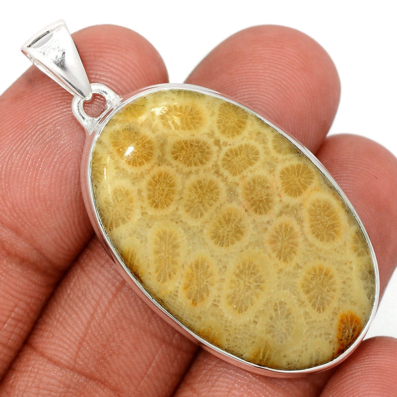 1.8" Indonesian Fossil Coral Pendants - FSCP426