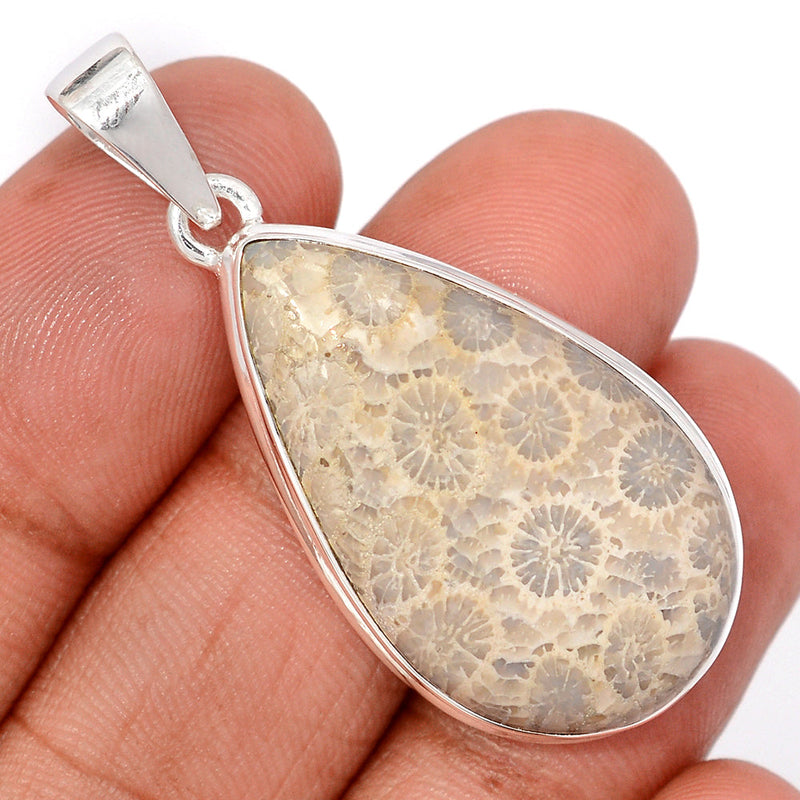 1.8" Indonesian Fossil Coral Pendants - FSCP447