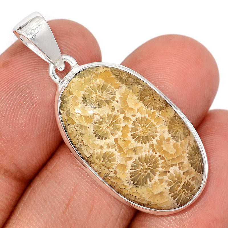 1.6" Indonesian Fossil Coral Pendants - FSCP449