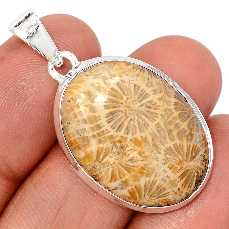 1.6" Indonesian Fossil Coral Pendants - FSCP451