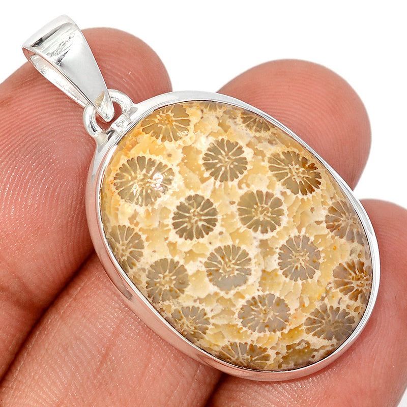1.6" Indonesian Fossil Coral Pendants - FSCP453