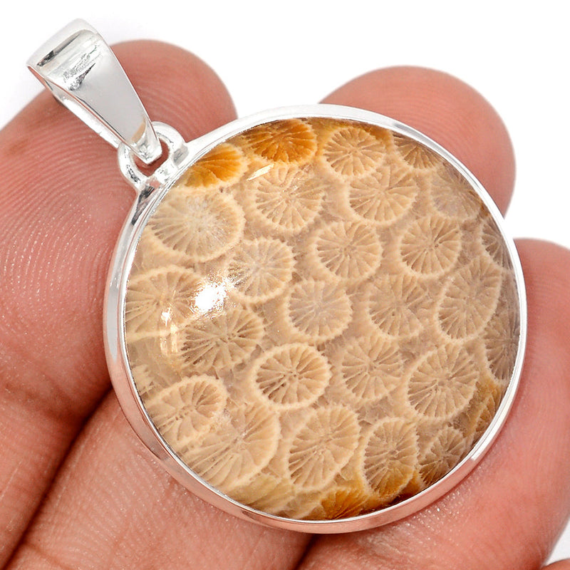 1.6" Indonesian Fossil Coral Pendants - FSCP455