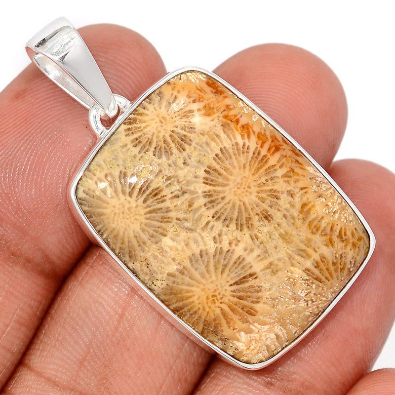 1.6" Indonesian Fossil Coral Pendants - FSCP456