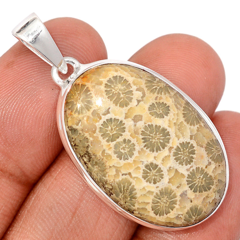 1.7" Indonesian Fossil Coral Pendants - FSCP458