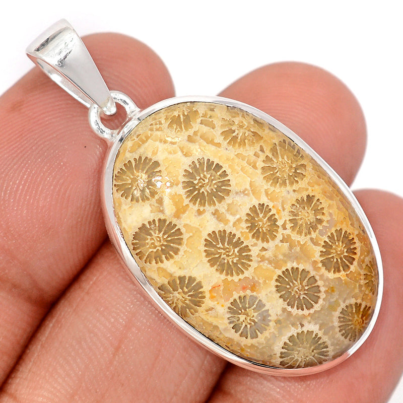 1.7" Indonesian Fossil Coral Pendants - FSCP460