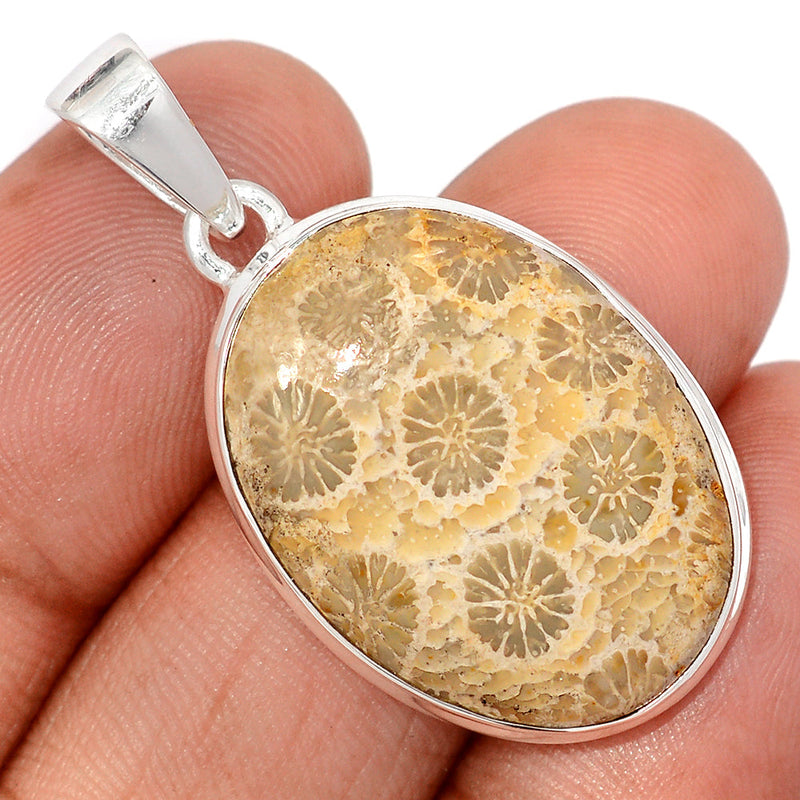 1.6" Indonesian Fossil Coral Pendants - FSCP461