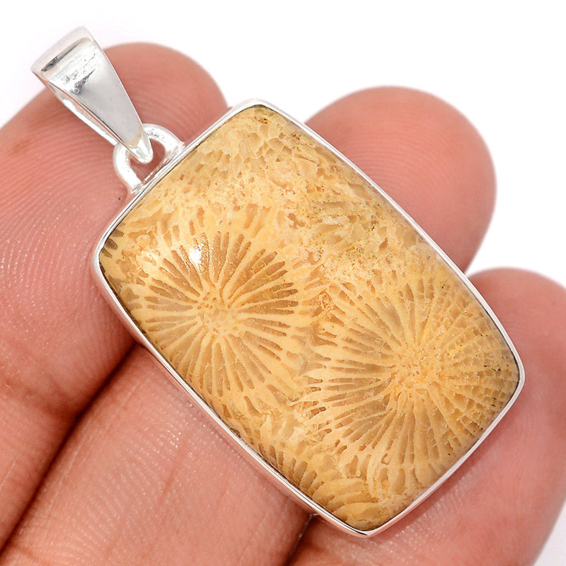 1.6" Indonesian Fossil Coral Pendants - FSCP462