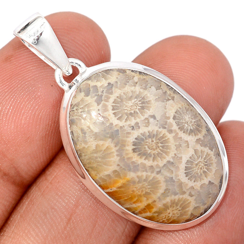1.6" Indonesian Fossil Coral Pendants - FSCP465