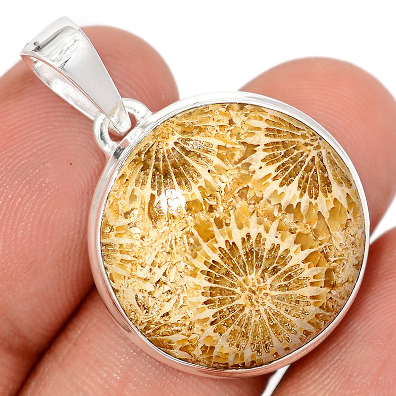 1.3" Indonesian Fossil Coral Pendants - FSCP466