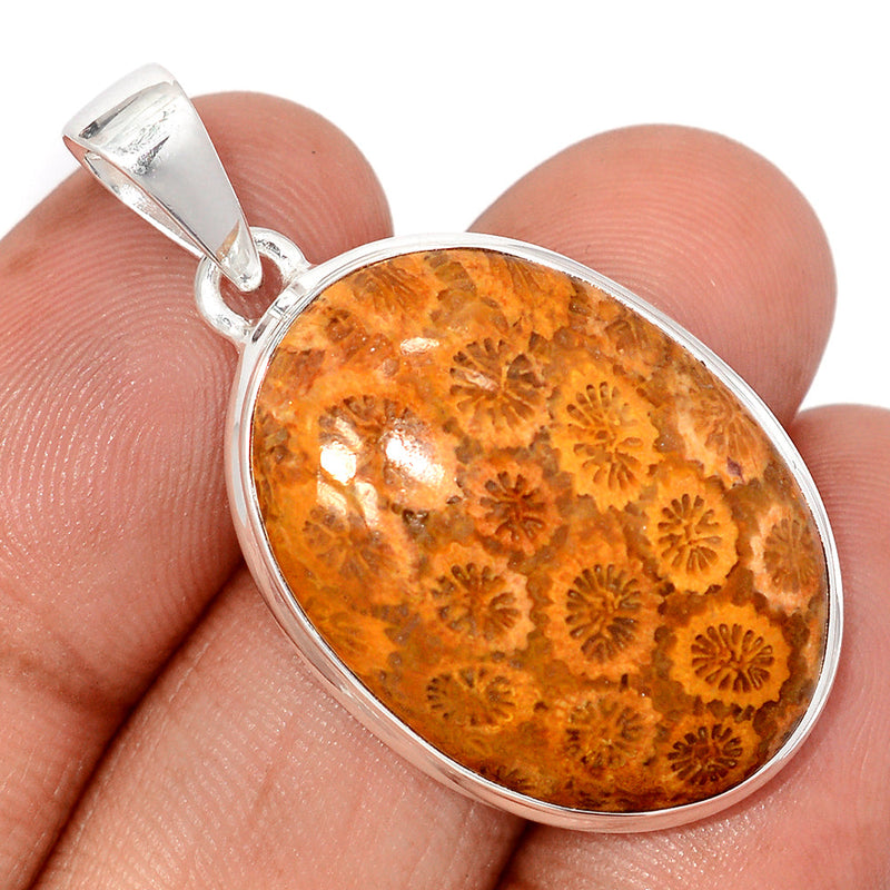 1.6" Indonesian Fossil Coral Pendants - FSCP467