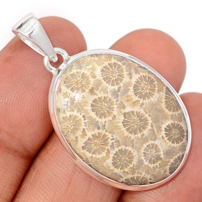 1.6" Indonesian Fossil Coral Pendants - FSCP468