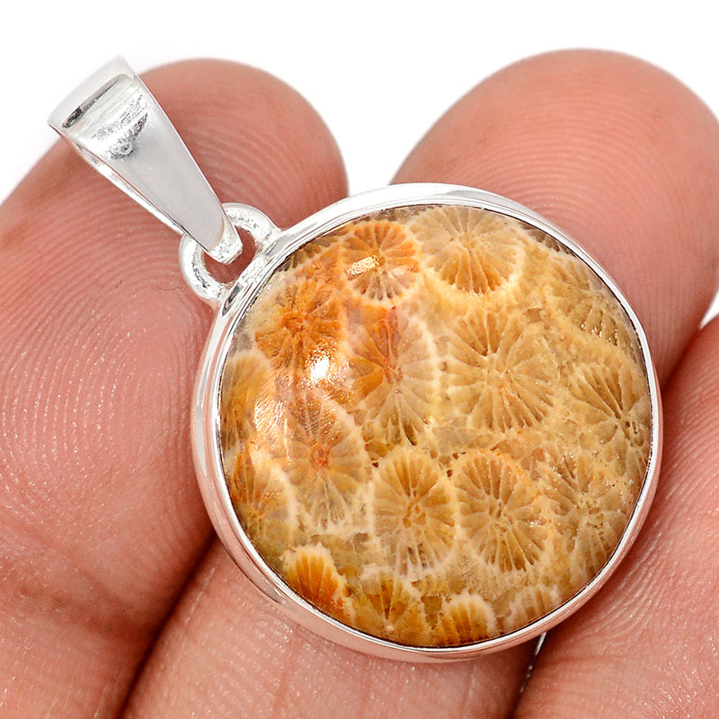 1.3" Indonesian Fossil Coral Pendants - FSCP470