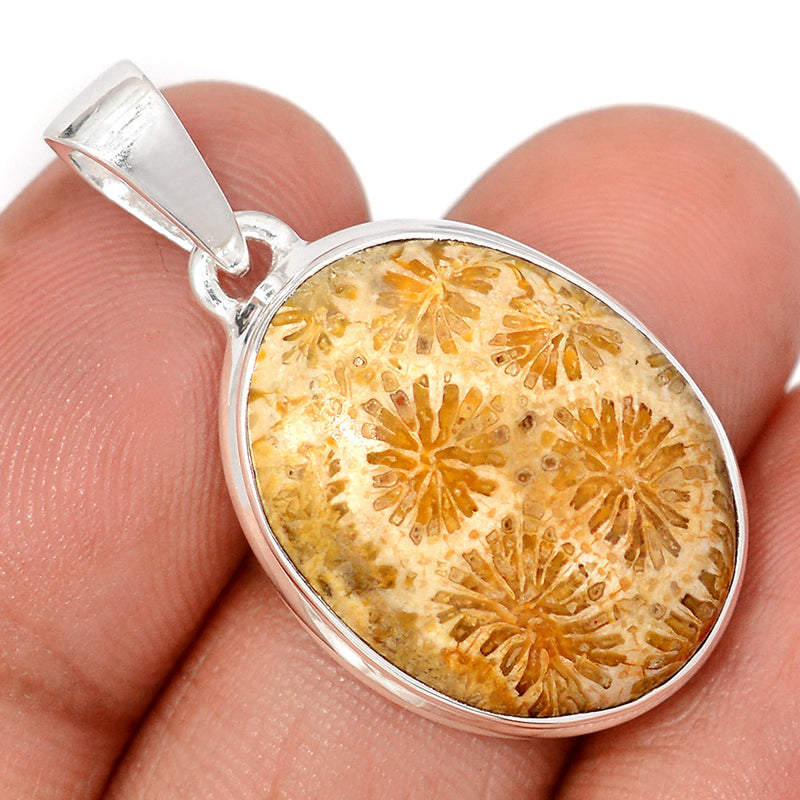 1.3" Indonesian Fossil Coral Pendants - FSCP472