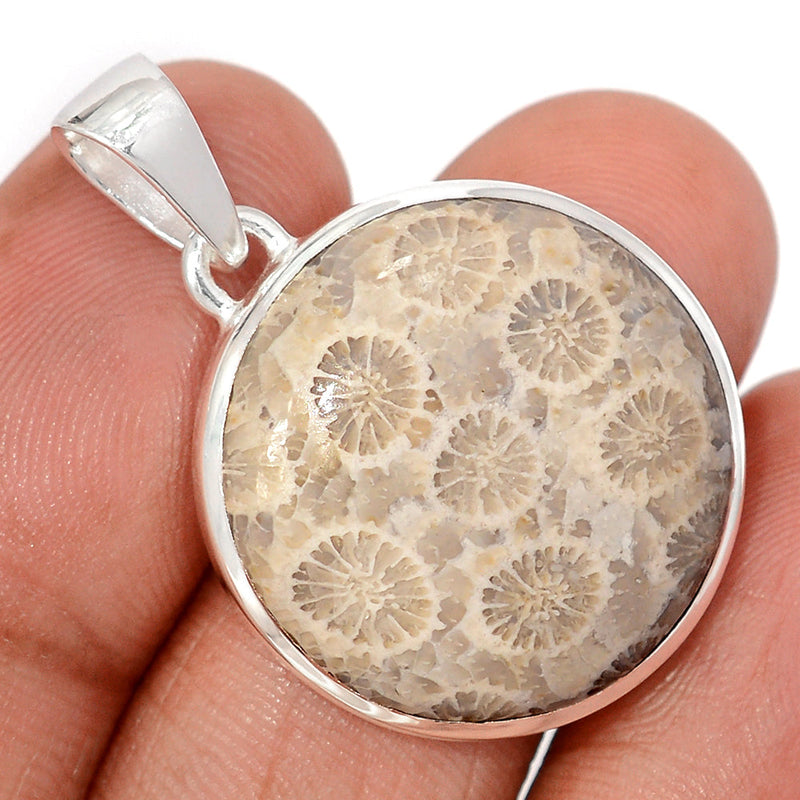 1.3" Indonesian Fossil Coral Pendants - FSCP473