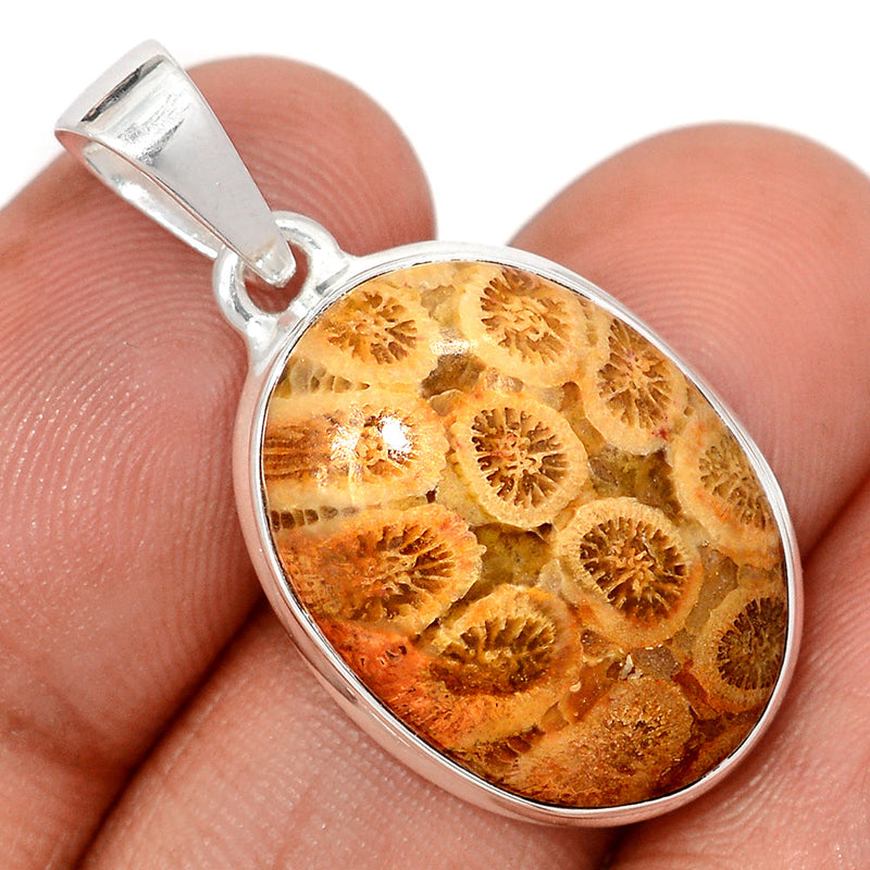 1.3" Indonesian Fossil Coral Pendants - FSCP475