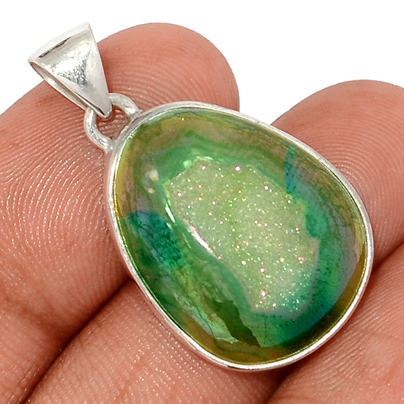 1.2" Green Aura Druzy Pendants - GADP140