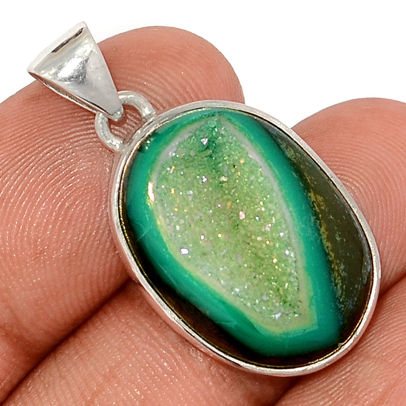 1.2" Green Aura Druzy Pendants - GADP141