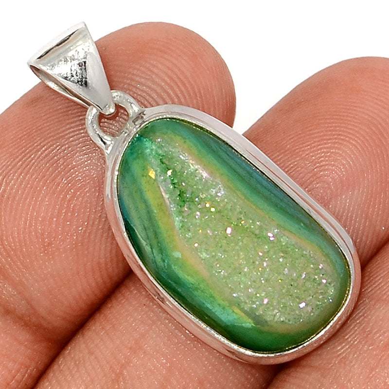 1.2" Green Aura Druzy Pendants - GADP144
