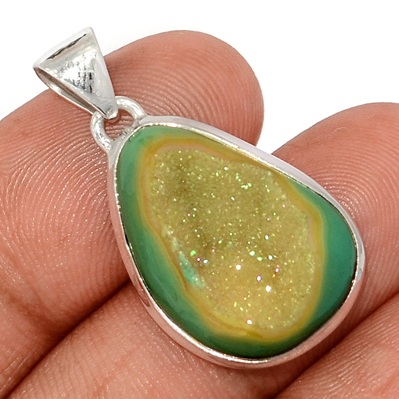 1.2" Green Aura Druzy Pendants - GADP149