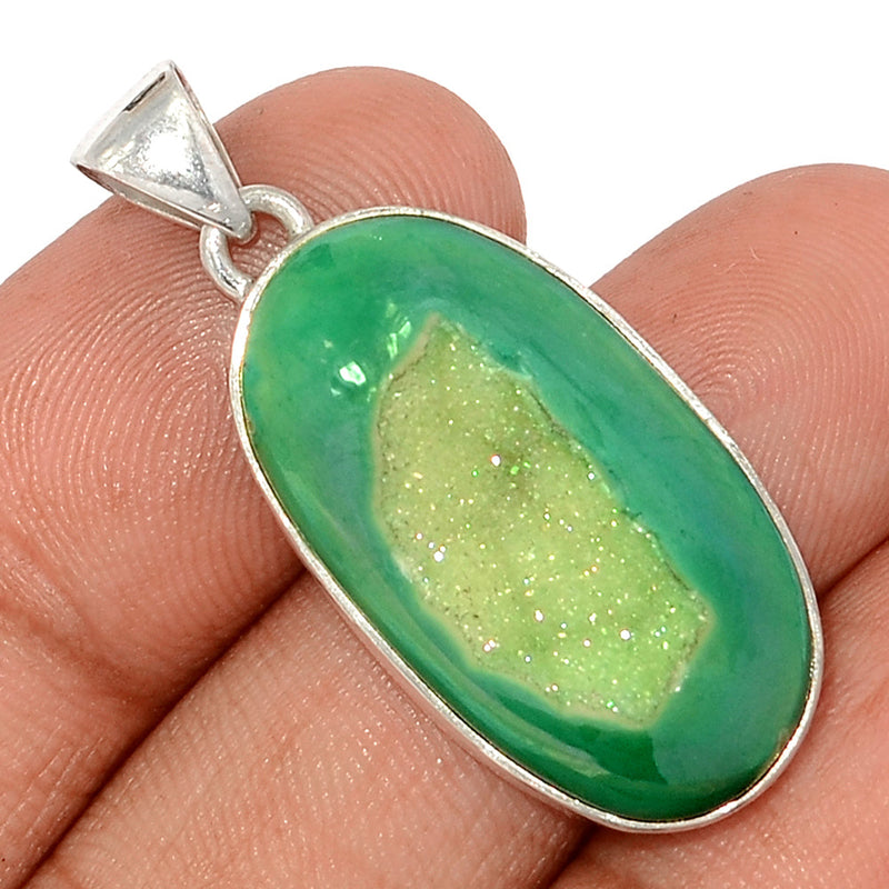 1.5" Green Aura Druzy Pendants - GADP153
