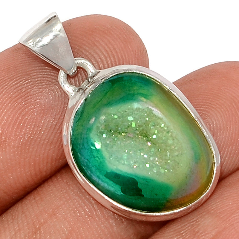 1.2" Green Aura Druzy Pendants - GADP157