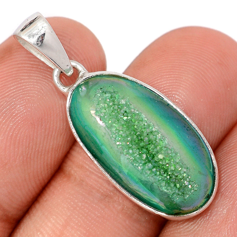 1.3" Green Aura Druzy Pendants - GADP166