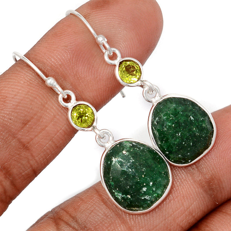 1.7" Green Aventurine Faceted & Peridot Faceted Earrings - GAFE3