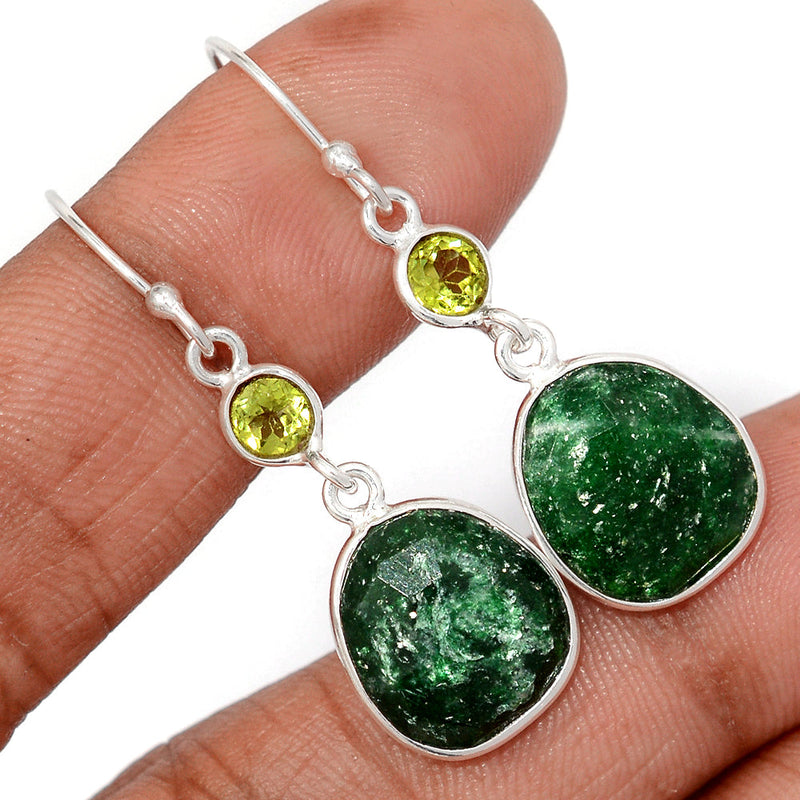 1.7" Green Aventurine Faceted & Peridot Faceted Earrings - GAFE4