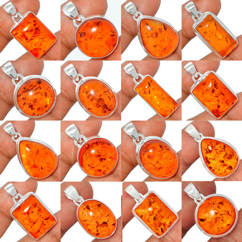 100 Grams Mix Lot - Treated Amber Pendants - GAMBP1