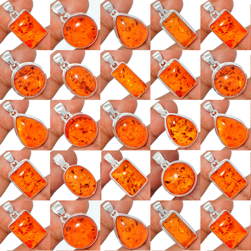 250 Grams Mix Lot - Treated Amber Pendants - GAMBP2