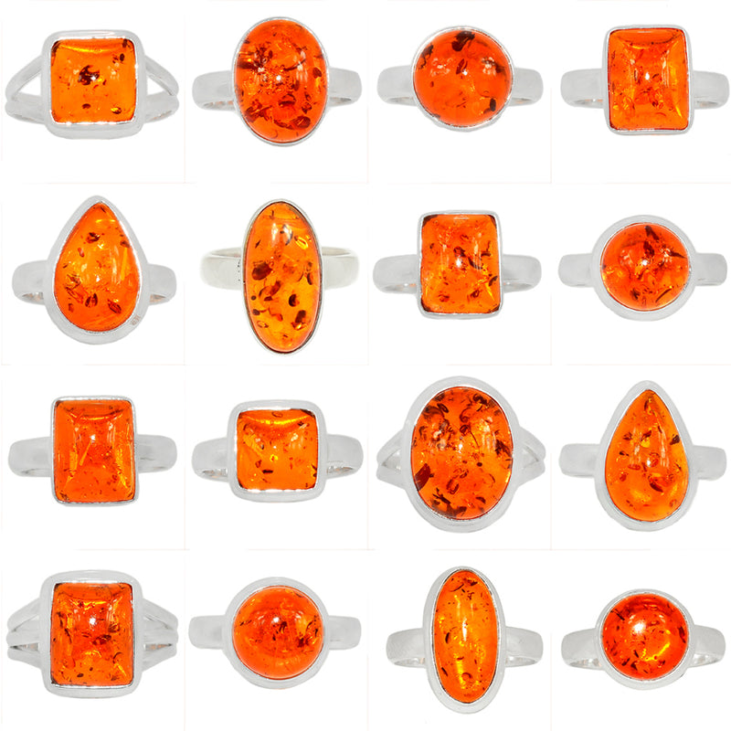 100 Grams Mix Lot - Treated Amber Rings - GAMBR1