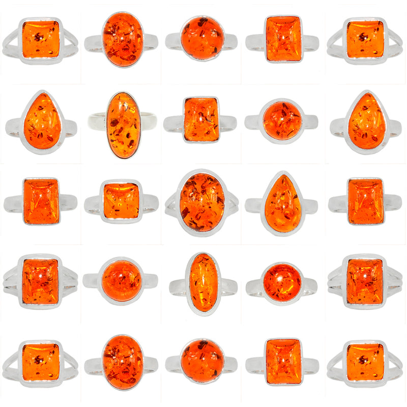 250 Grams Mix Lot - Treated Amber Rings - GAMBR2
