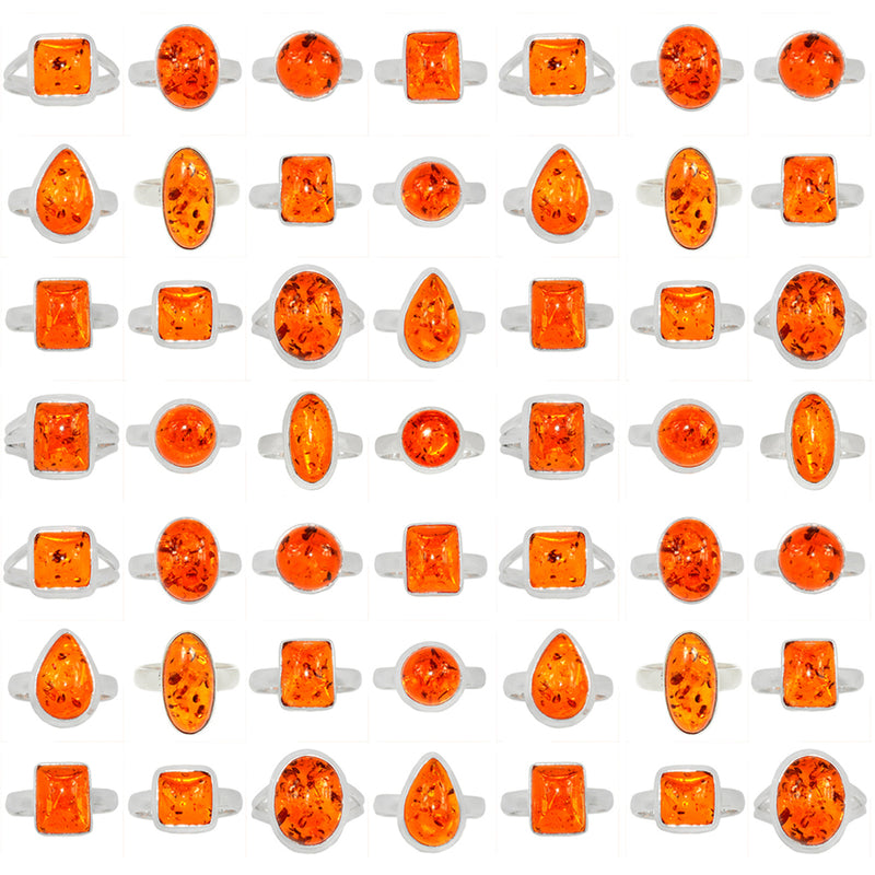 500 Grams Mix Lot - Treated Amber Rings - GAMBR3