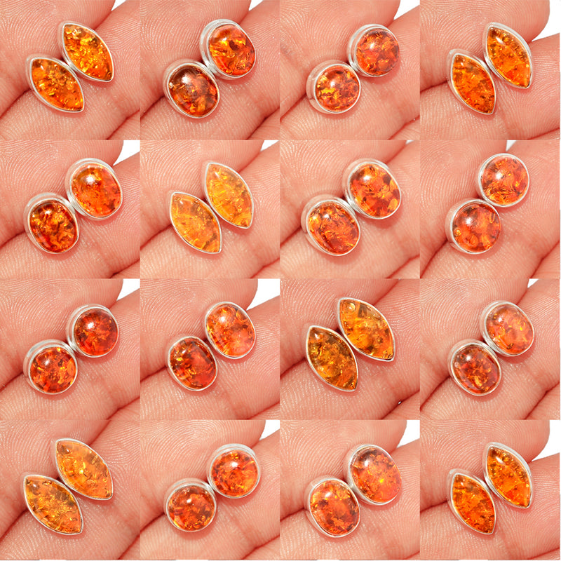 25 Pieces Mix Lot - Treated Amber Studs - GAMBS2