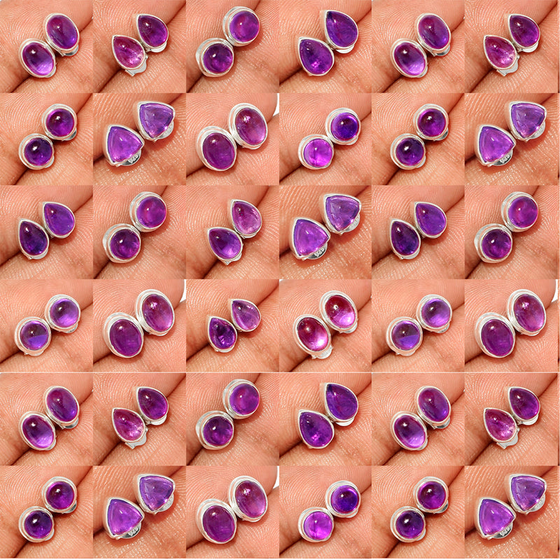 50 Pieces Mix Lot - Amethyst Studs - GAMCS3