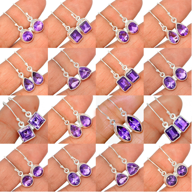 25 Pieces Mix Lot - Amethyst Faceted Earrings - GAMFE2