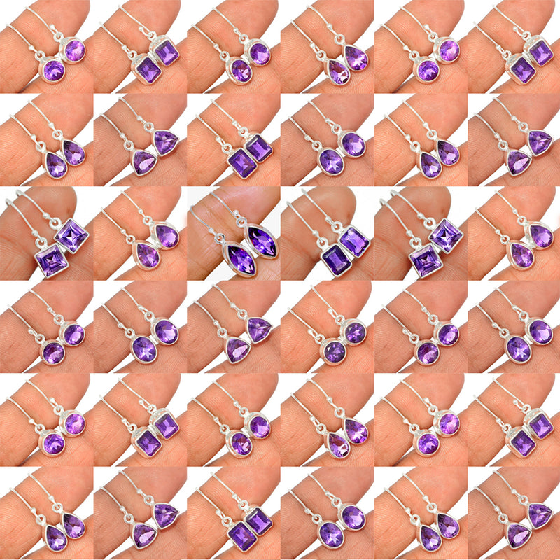 50 Pieces Mix Lot - Amethyst Faceted Earrings - GAMFE3