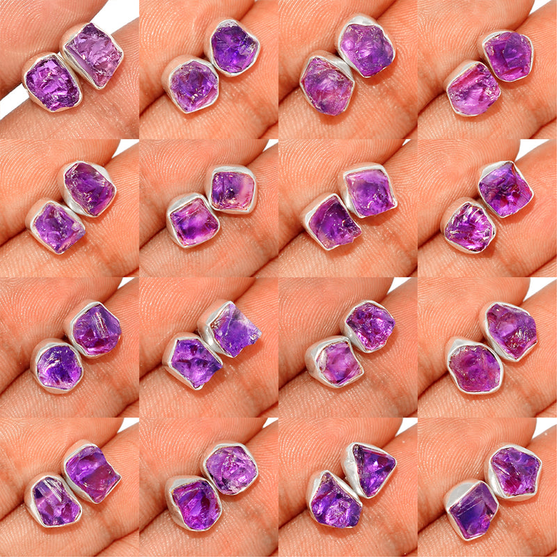 25 Pieces Mix Lot - Amethyst Rough Studs - GAMRS2