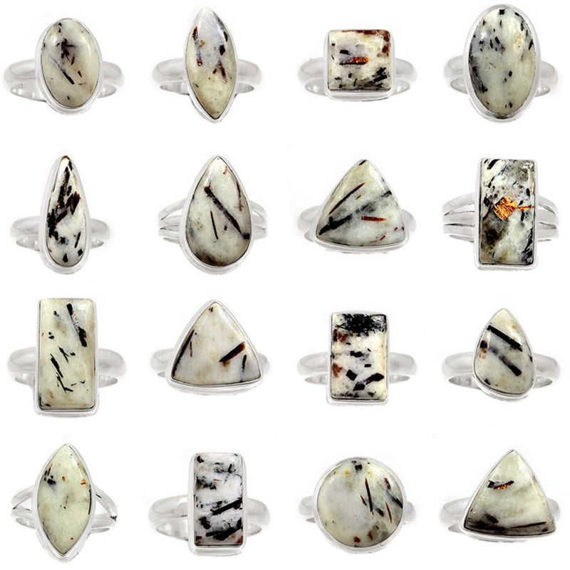 100 Grams Mix Lot - Astrophyllite Cabochon Rings - GAPCR4