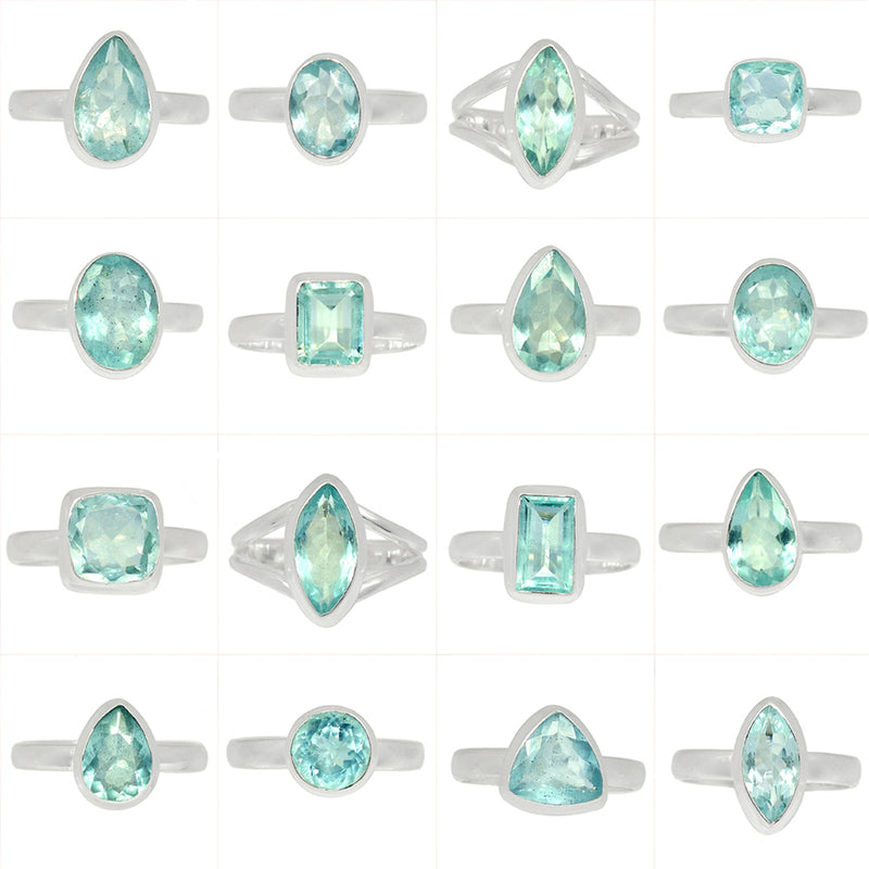 25 Pieces Mix Lot - Aquamarine Faceted Rings - GAQFR5
