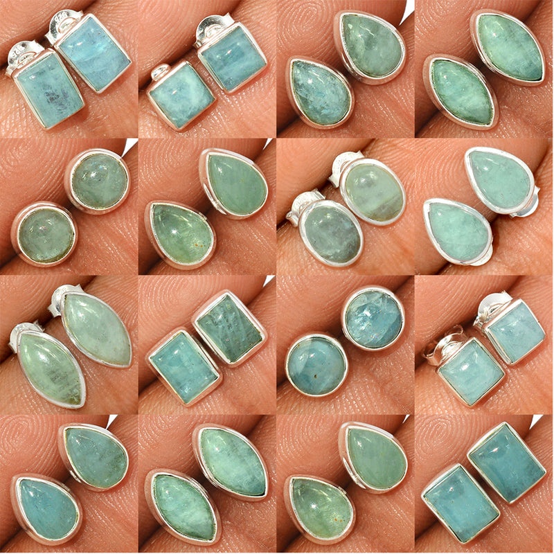 25 Pieces Mix Lot - Aquamarine Studs - GAQMS2