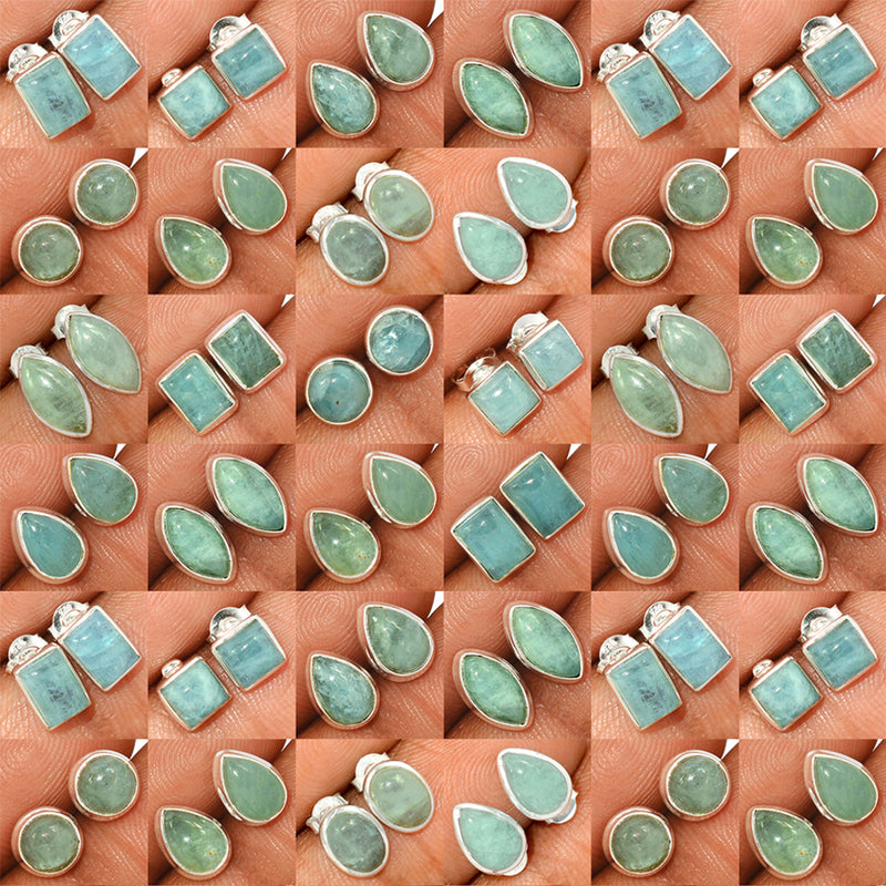 50 Pieces Mix Lot - Aquamarine Studs - GAQMS3