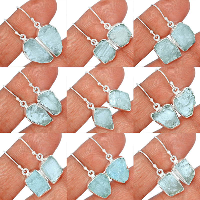 9 Pieces Mix Lot - Aquamarine Rough Earrings - GAQRE1