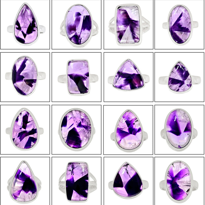 100 Grams Mix Lot - Atomic Amethyst Star Ring - GATSR4