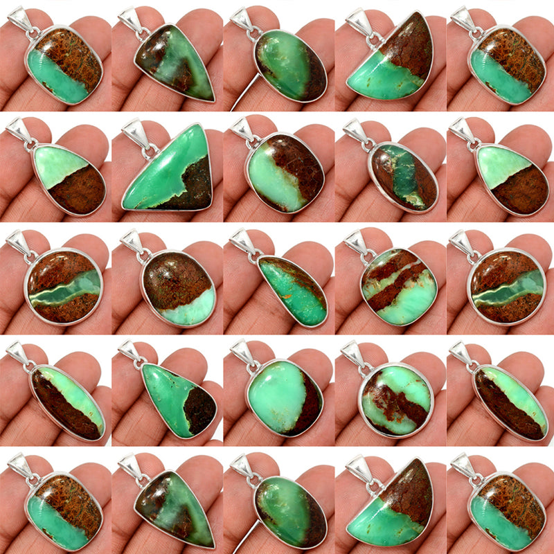 250 Grams Mix Lot - Boulder Chrysoprase Pendants - GBCPP2
