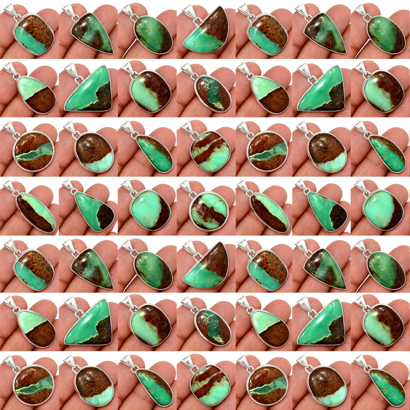 500 Grams Mix Lot - Boulder Chrysoprase Pendants - GBCPP3